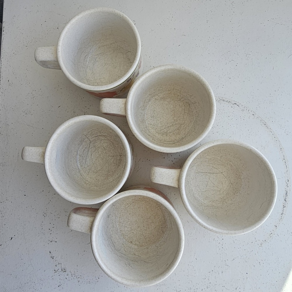 1970s Vintage Temperware By Lenox Summer Wind USA Coffee Cups Poppy Wildflower - Picture 3 of 10